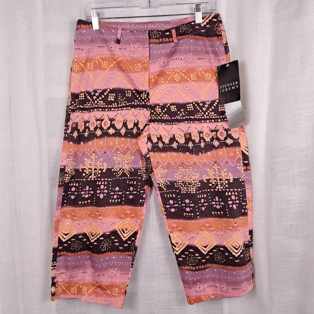 Vintage Y2K Spenser Jeremy 10P Crop Pants Pink Orange Southwestern Aztec Boho